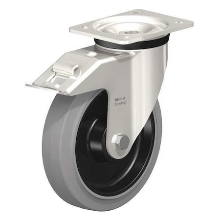 Blickle Swivl Plate Castr, Solid Rubr, 8", Brake LKX-POEV 200KAD-FI-SG