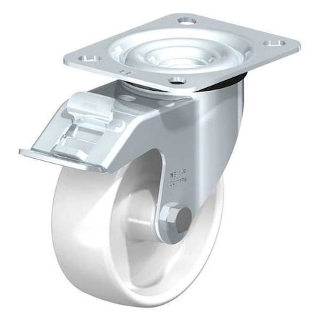 Blickle Swvl Plte Cstr, White Nylon, 4", Brake LE-PO 100G-FI