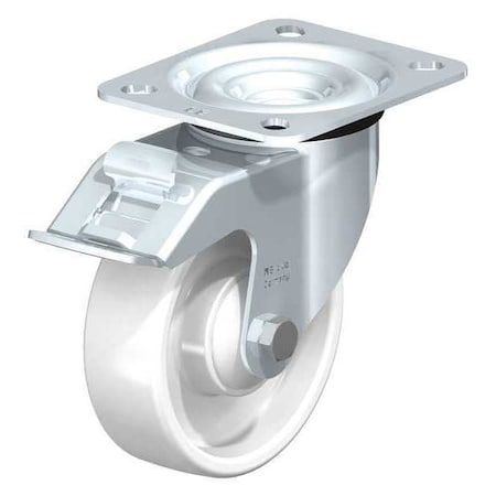 Blickle Swvl Plte Cstr, White Nylon, 4", Brake LE-PO 100KA-FI