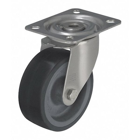 Blickle Swvl Plat Castr, Silicone, 4", 220 lb., Blk LIX-POSI 100G-OF
