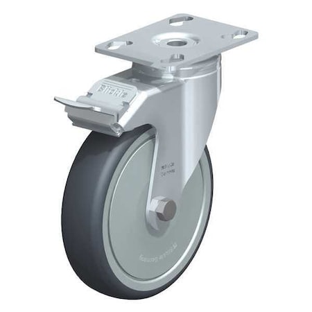 Blickle Plate Caster, Swivel, Rubber, 6 5/8"H LKPA-TPA 126KF-FI