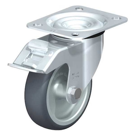 Blickle Swivel Plate Cstr, TPR Rubber, 4", Brake LE-TPA 102G-FI