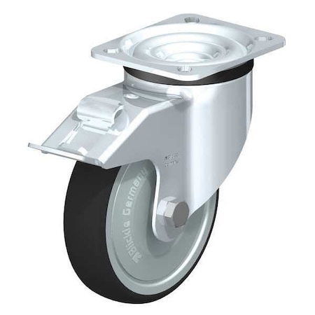 Blickle Swivel Plate Caster, PU, 6-5/16", Brake LE-PATH 160KA-14-FI