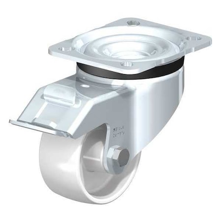 Blickle Swvl Plte Cstr, Whit Nyln, 3-1/8", Brake LK-PO 82G-FI