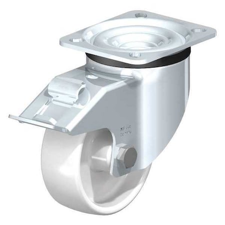 Blickle Swivl Plte Castr, White Nyln, 4", Brake LK-PO 100G-1-FI