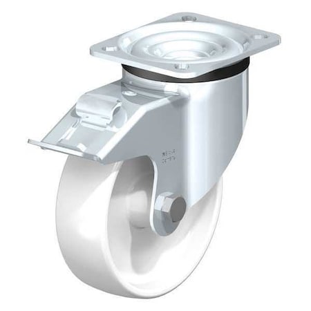 Blickle Swivl Plte Castr, White Nyln, 5", Brake LK-PO 125G-1-FI