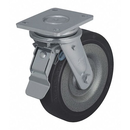 Blickle Swvl Plate Castr, Rubr, 6-1/4", 1000 lb. LO-SE 160K-ST
