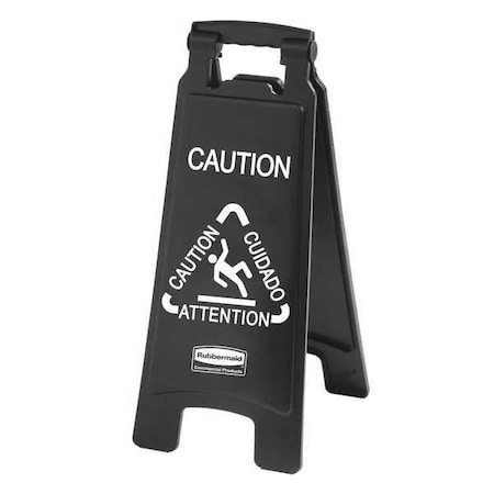 Rubbermaid Commercial Multi-Lingual Caution Sign, 26 in H, 11 in W, HDPE, Rectangle, English, French, Spanish, 1867505 1867505