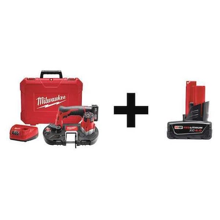 Milwaukee Tool Portable Cordless Band Saw, 12.0, 27 in Blade Length, Includes Battery 2429-21XC, 48-11-2440