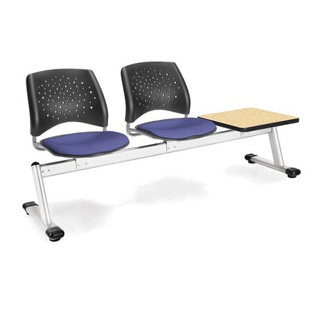Ofm Beam Seating W/ 2 Seats, 1Tbl, Colblu, Oak 323T-2204-OAK