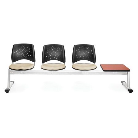 Ofm Beam Seating W/ 3 Seats, 1Tbl, Khaki, Chr 324T-2209-CHRY