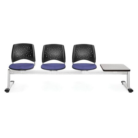 Ofm Beam Seating W/ 3 Seats, 1Tbl, Colblu, Gry 324T-2204-GRY