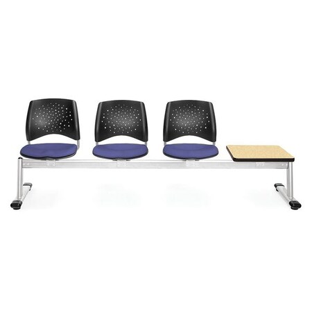 Ofm Beam Seating W/ 3 Seats, 1Tbl, Colblu, Oak 324T-2204-OAK
