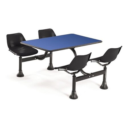 Ofm Blu Cluster Table W/ Blk Seats, 30"x48" 1003-BLK-BLUE