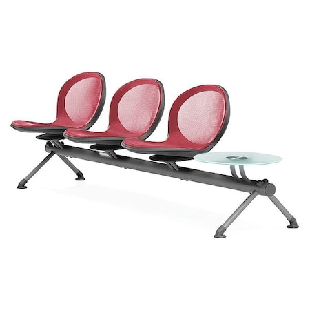 Ofm Beam With 3 Seats and Table, Red NB-4G-RED