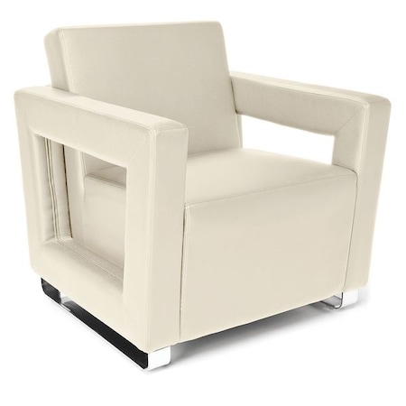 Ofm Lounge Chair, Cream Pu Back, Seat/Chrome, 30" x 31" 831-PU609