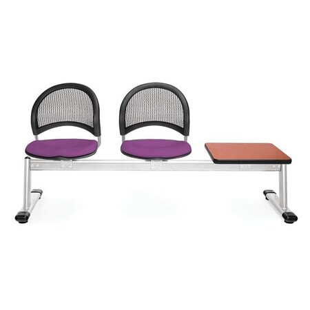 Ofm Moon 3 Beam Seat W/2Seat/1Table, Plum, Chr 333T-2214-CHRY