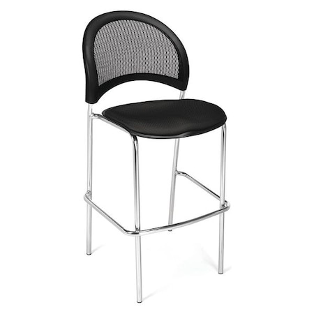 Ofm Moon Cafe Height Chair, Chrome Base, Black, PK2 338C-2PK-2224
