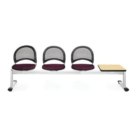Ofm Moon4 Beam Seat W/3Seat/1Tbl, Burg, Oak 334T-2211-OAK