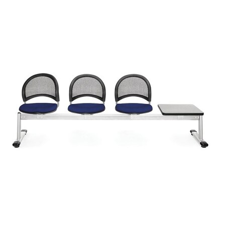 Ofm Moon4 Beam Seat W/3Seat/1Tbl, Navy, Gry 334T-2203-GRY
