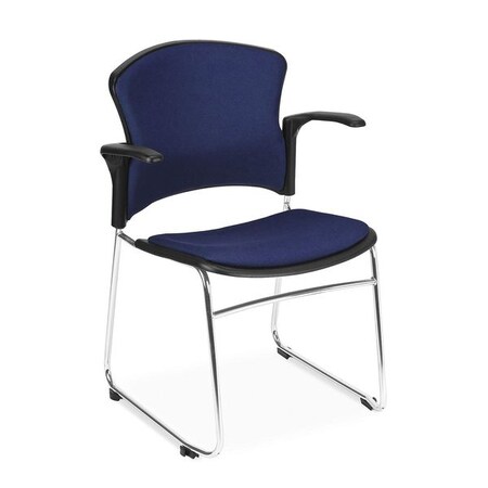 Ofm Multiuse Fabric Stack Chairs W/Arms, Navy 310-FA-804