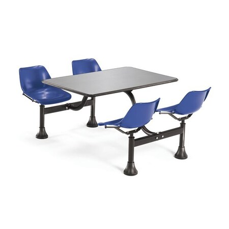 Ofm Cluster Table, 64-1/4" X 29-1/2", Blue, Stainless Steel 1004-NAVY