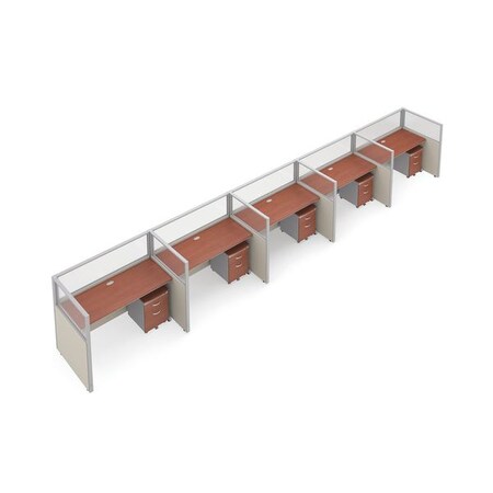 Ofm Privacy Station, 47" H, Beige/Cherry, polycarbonate T1X5-4760-PGBC