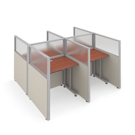 Ofm Privacy Station, 76-1/4" D, 47" H, Beige/Cherry, polycarbonate T2X2-4737-PGBC