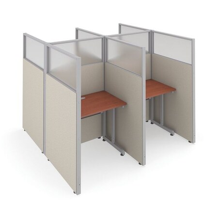 Ofm Privacy Station, 80-1/2" D, 63" H, Beige/Cherry, polycarbonate T2X2-6337-PGBC