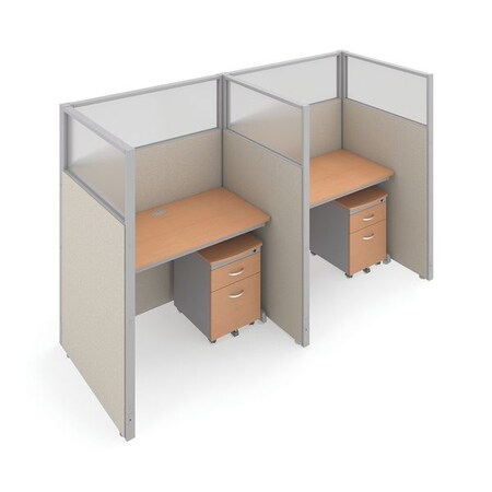 Ofm Privacy Station, 39-1/4" D, 63" H, Beige/Maple, polycarbonate T1X2-6348-PGBM