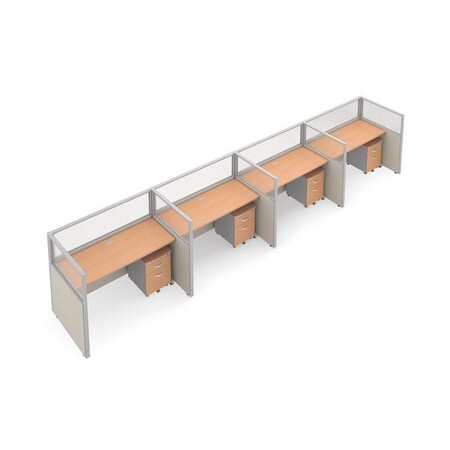 Ofm Privacy Station, 47" H, Beige/Maple, polycarbonate T1X4-4760-PGBM