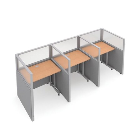 Ofm Privacy Station, 39-1/4" D, 47" H, Gray/Maple, polycarbonate T1X3-4737-PGGM