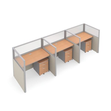 Ofm Privacy Station, 39-1/4" D, 47" H, Beige/Maple, polycarbonate T1X3-4748-PGBM