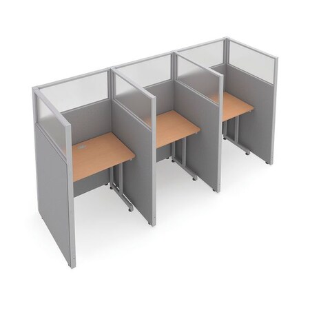 Ofm Privacy Station, 39-1/4" D, 63" H, Gray/Maple, polycarbonate T1X3-6337-PGGM