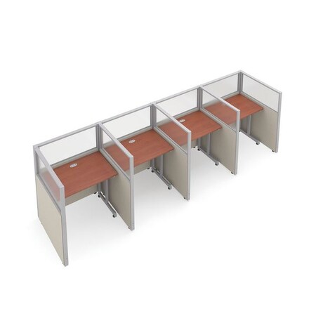 Ofm Privacy Station, 47" H, Beige/Cherry, polycarbonate T1X4-4737-PGBC