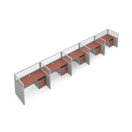 Ofm Privacy Station, 47" H, Gray/Cherry, polycarbonate T1X5-4760-PGGC