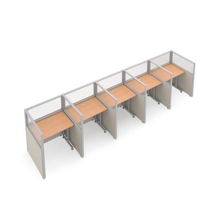 Ofm Privacy Station, 47" H, Beige/Maple, polycarbonate T1X5-4737-PGBM
