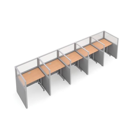 Ofm Privacy Station, 47" H, Gray/Maple, polycarbonate T1X5-4737-PGGM