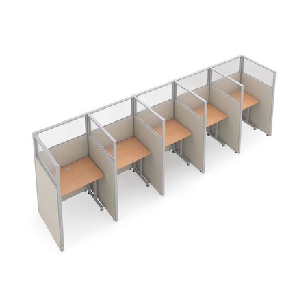 Ofm Privacy Station, 63" H, Beige/Maple, polycarbonate T1X5-6337-PGBM