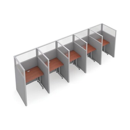 Ofm Privacy Station, 63" H, Gray/Cherry, polycarbonate T1X5-6337-PGGC