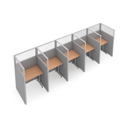 Ofm Privacy Station, 63" H, Gray/Maple, polycarbonate T1X5-6337-PGGM