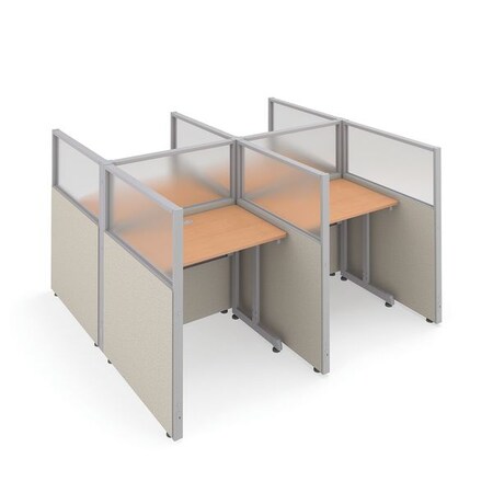 Ofm Privacy Station, 76-1/4" D, 47" H, Beige/Maple, polycarbonate T2X2-4737-PGBM