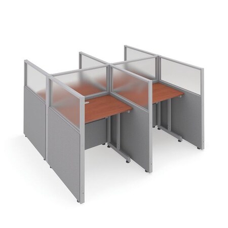 Ofm Privacy Station, 76-1/4" D, 47" H, Gray/Cherry, polycarbonate T2X2-4737-PGGC