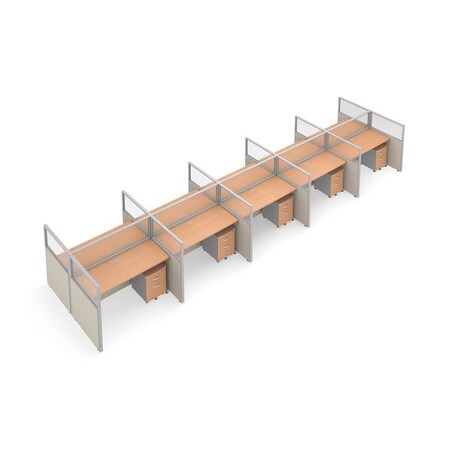 Ofm Privacy Station, 76-1/4" D, 47" H, Beige/Maple, polycarbonate T2X5-4760-PGBM