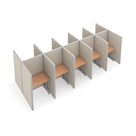 Ofm Privacy Station, 76-1/4" D, 63" H, Beige/Maple, vinyl T2X5-6337-VGBM