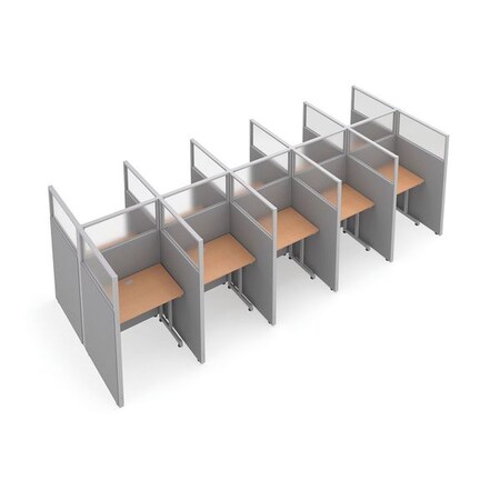 Ofm Privacy Station, 76-1/4" D, 63" H, Gray/Maple, polycarbonate T2X5-6337-PGGM