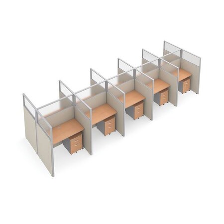 Ofm Privacy Station, 76-1/4" D, 63" H, Beige/Maple, polycarbonate T2X5-6348-PGBM