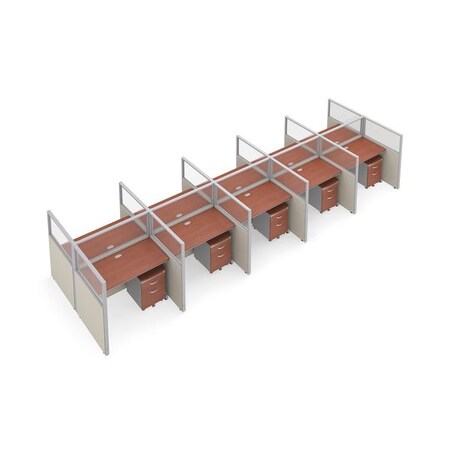 Ofm Privacy Station, 76-1/4" D, 47" H, Beige/Cherry, polycarbonate T2X5-4748-PGBC