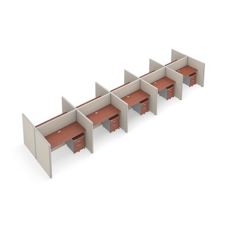 Ofm Privacy Station, 76-1/4" D, 47" H, Beige/Cherry, vinyl T2X5-4760-VGBC