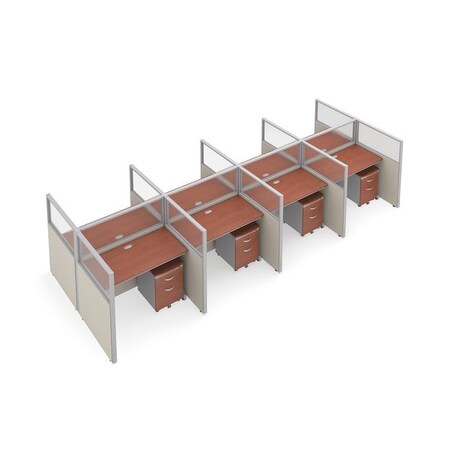 Ofm Privacy Station, 76-1/4" D, 47" H, Beige/Cherry, polycarbonate T2X4-4748-PGBC